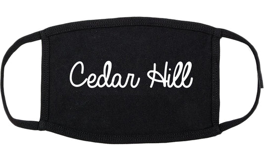 Cedar Hill Texas TX Script Cotton Face Mask Black