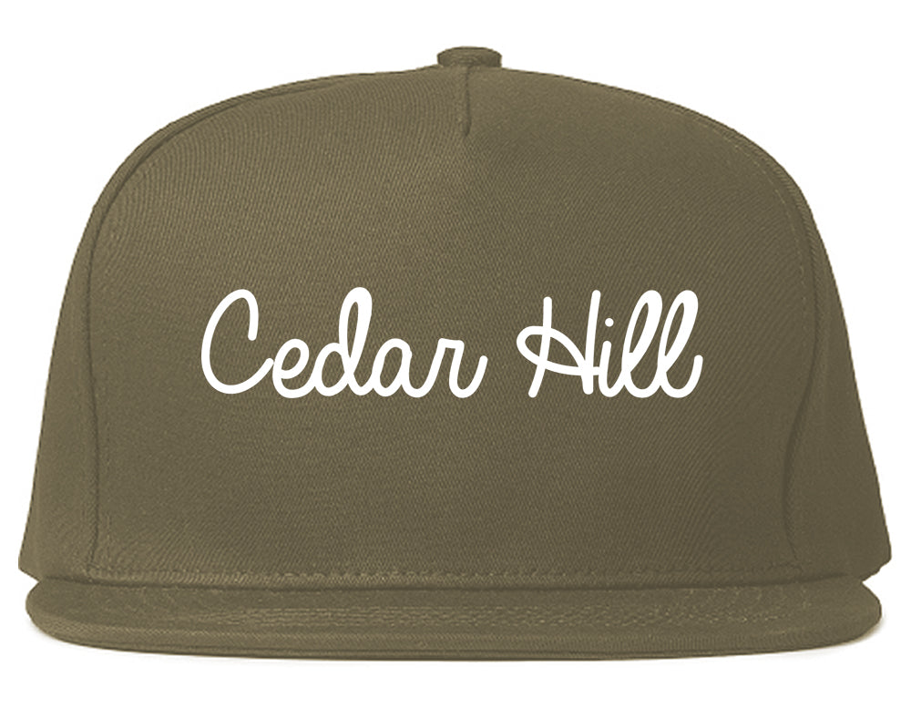 Cedar Hill Texas TX Script Mens Snapback Hat Grey