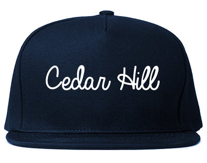 Cedar Hill Texas TX Script Mens Snapback Hat Navy Blue