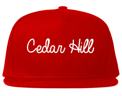 Cedar Hill Texas TX Script Mens Snapback Hat Red