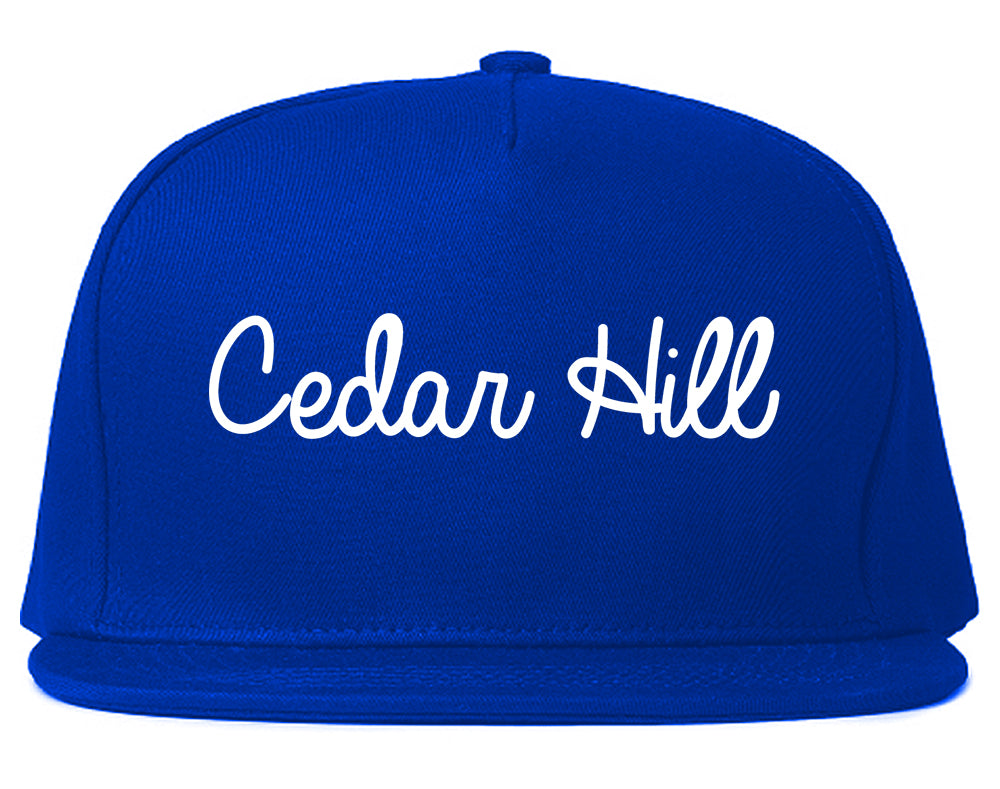 Cedar Hill Texas TX Script Mens Snapback Hat Royal Blue