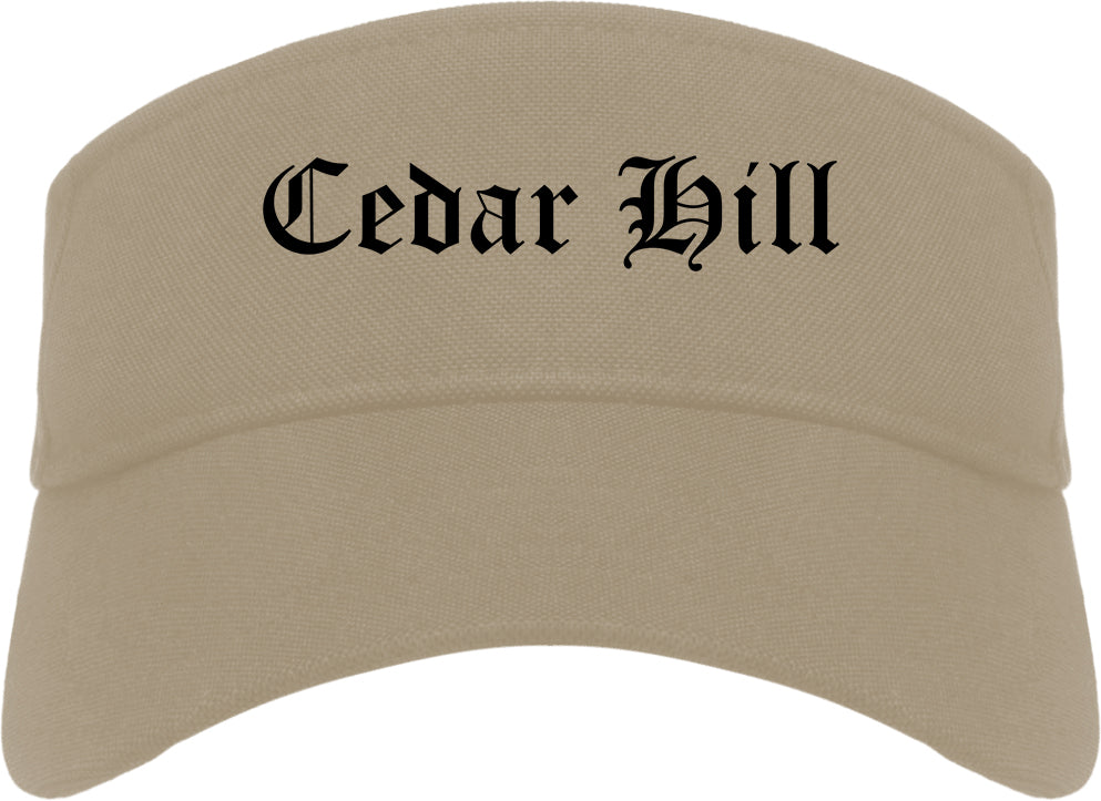 Cedar Hill Texas TX Old English Mens Visor Cap Hat Khaki