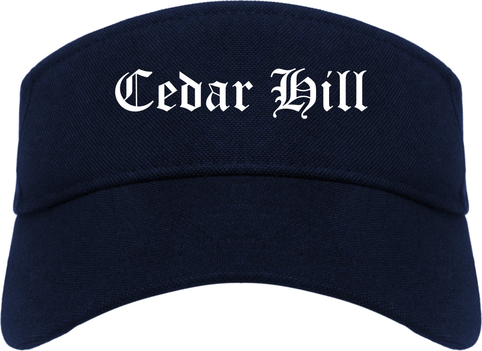 Cedar Hill Texas TX Old English Mens Visor Cap Hat Navy Blue