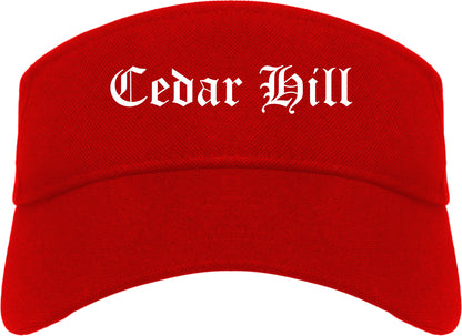 Cedar Hill Texas TX Old English Mens Visor Cap Hat Red