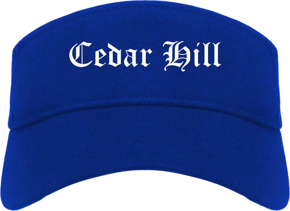 Cedar Hill Texas TX Old English Mens Visor Cap Hat Royal Blue