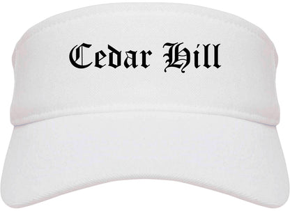 Cedar Hill Texas TX Old English Mens Visor Cap Hat White
