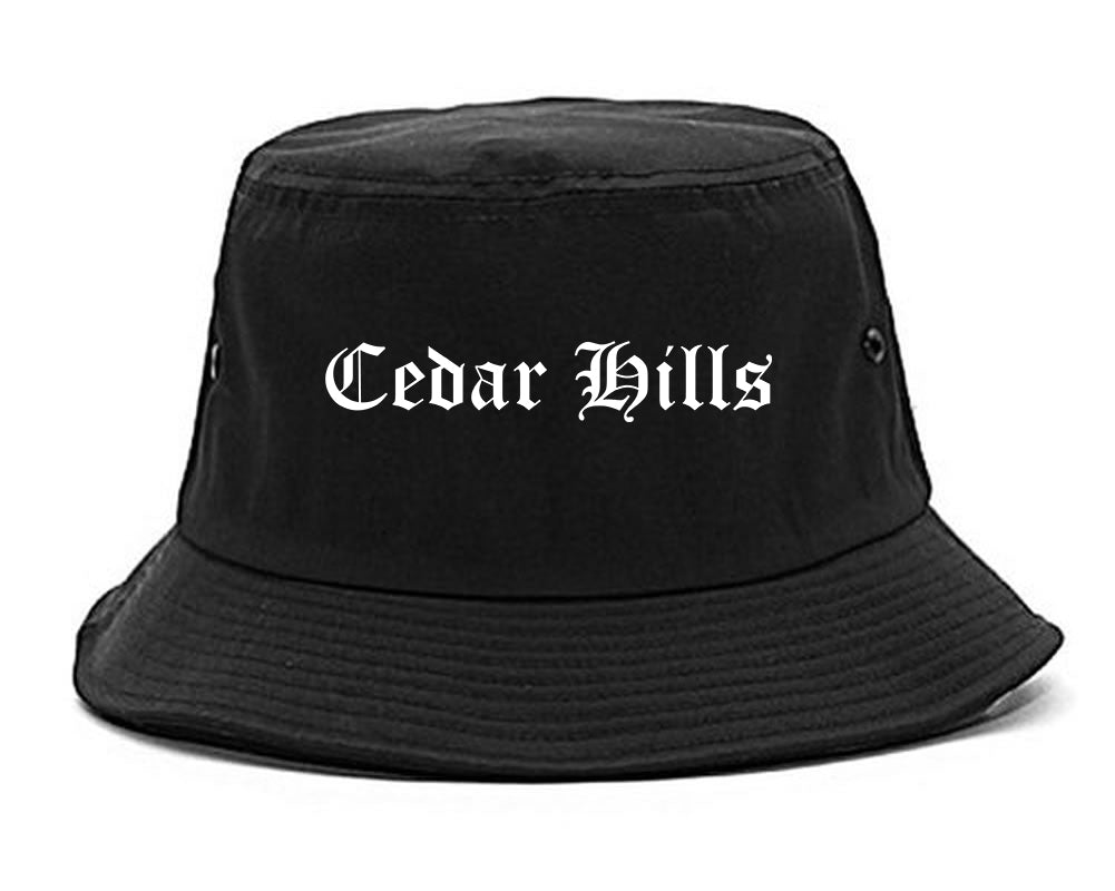 Cedar Hills Utah UT Old English Mens Bucket Hat Black