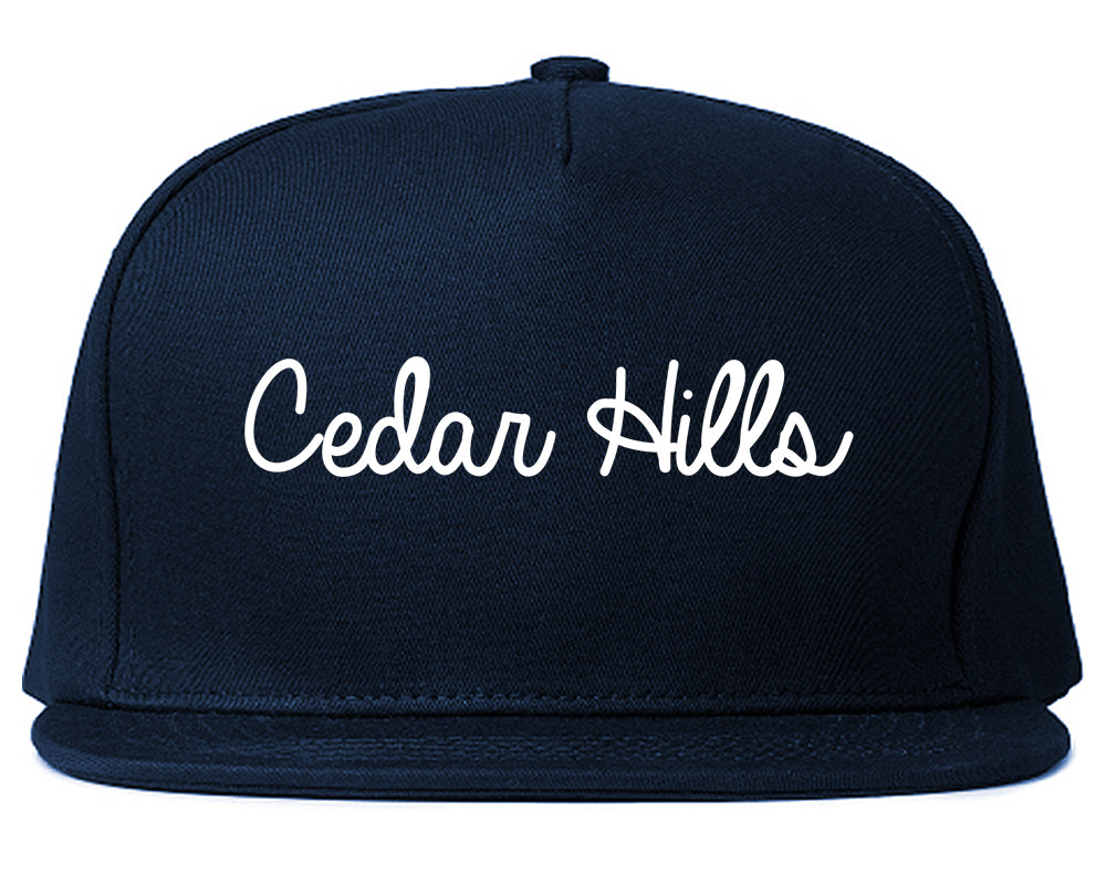 Cedar Hills Utah UT Script Mens Snapback Hat Navy Blue