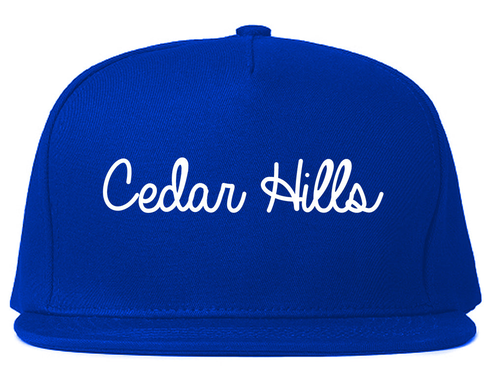Cedar Hills Utah UT Script Mens Snapback Hat Royal Blue