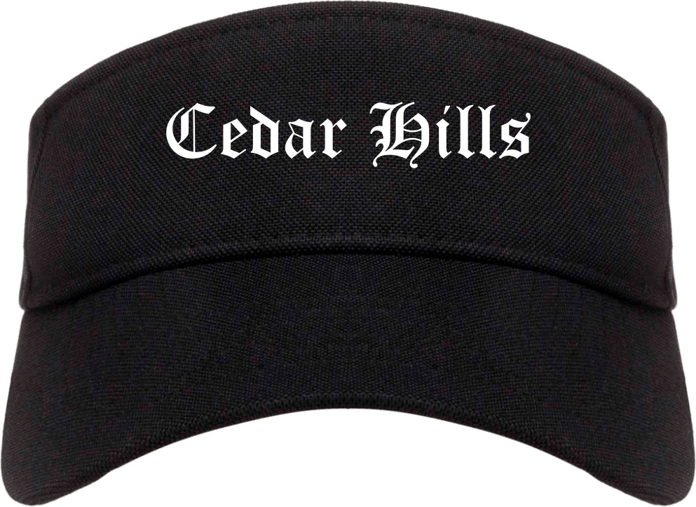 Cedar Hills Utah UT Old English Mens Visor Cap Hat Black