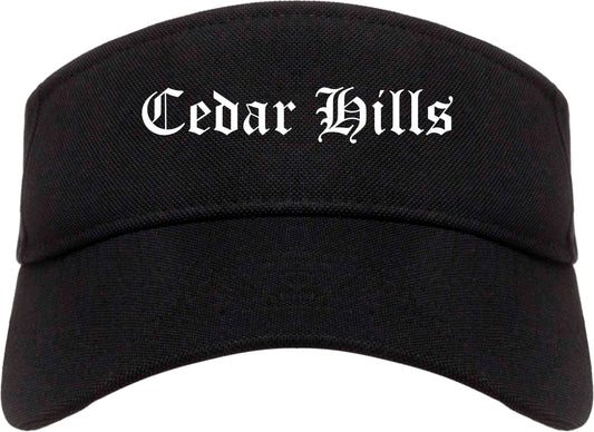 Cedar Hills Utah UT Old English Mens Visor Cap Hat Black