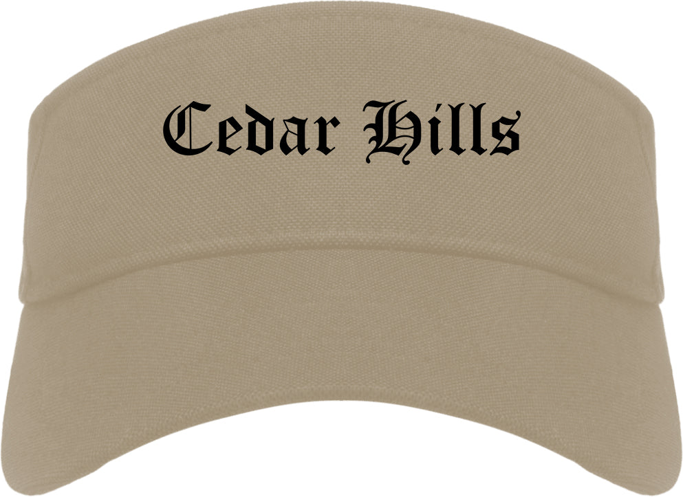 Cedar Hills Utah UT Old English Mens Visor Cap Hat Khaki