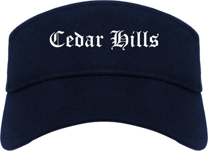 Cedar Hills Utah UT Old English Mens Visor Cap Hat Navy Blue