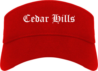 Cedar Hills Utah UT Old English Mens Visor Cap Hat Red