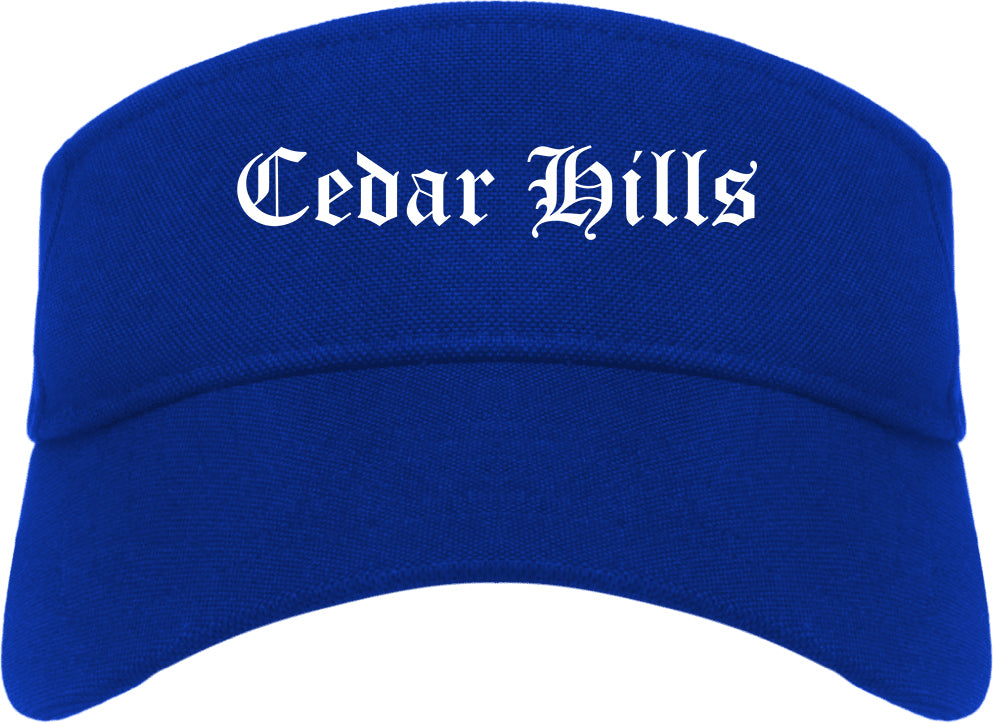 Cedar Hills Utah UT Old English Mens Visor Cap Hat Royal Blue