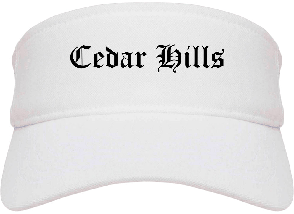 Cedar Hills Utah UT Old English Mens Visor Cap Hat White