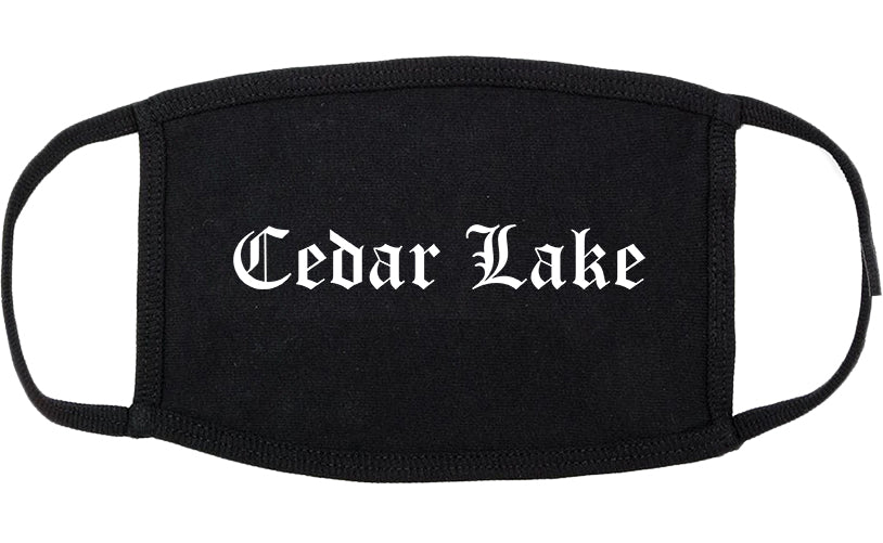Cedar Lake Indiana IN Old English Cotton Face Mask Black