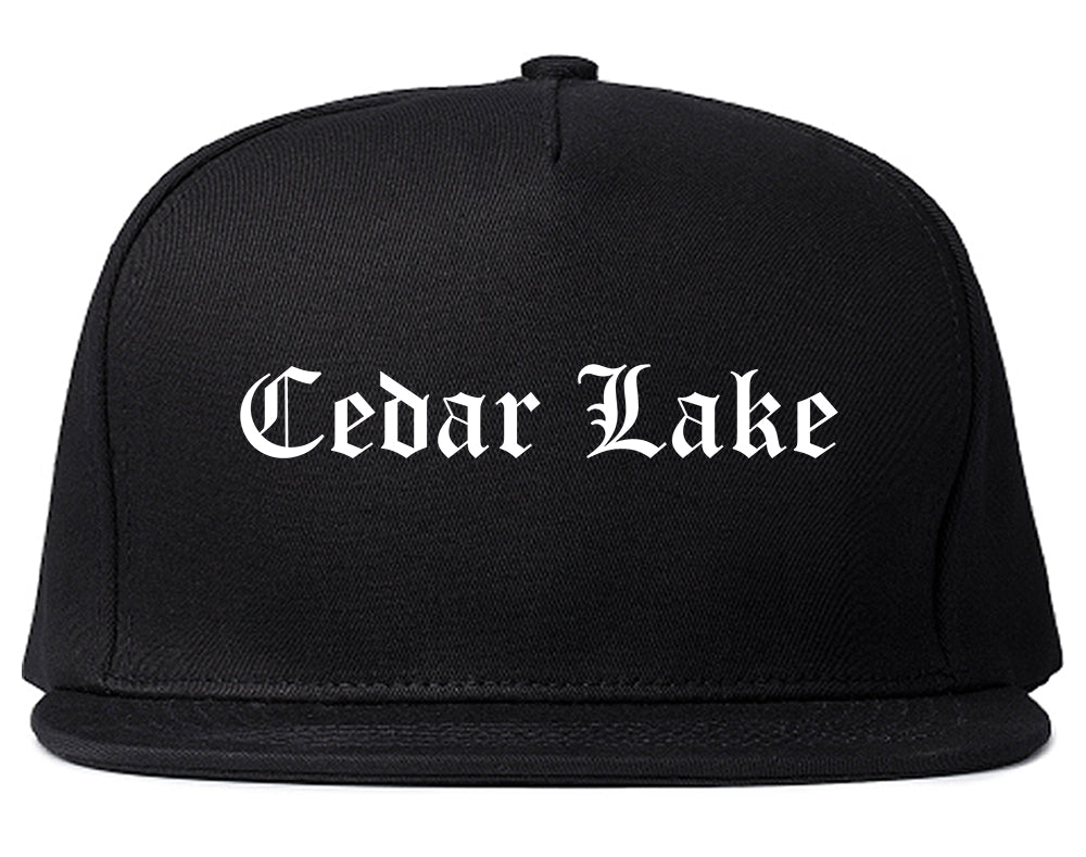 Cedar Lake Indiana IN Old English Mens Snapback Hat Black