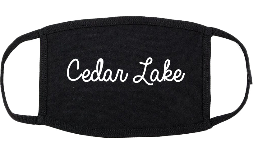 Cedar Lake Indiana IN Script Cotton Face Mask Black