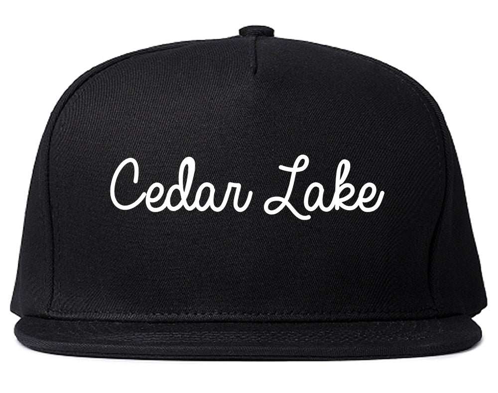 Cedar Lake Indiana IN Script Mens Snapback Hat Black