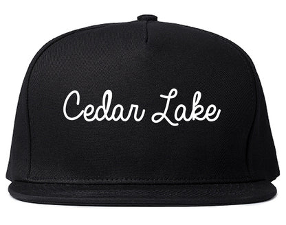Cedar Lake Indiana IN Script Mens Snapback Hat Black