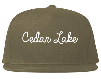 Cedar Lake Indiana IN Script Mens Snapback Hat Grey
