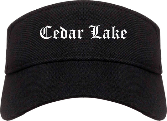 Cedar Lake Indiana IN Old English Mens Visor Cap Hat Black