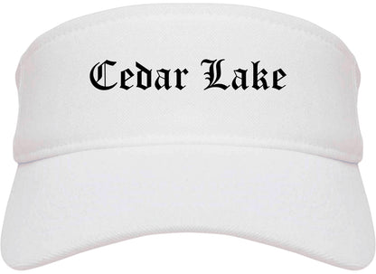 Cedar Lake Indiana IN Old English Mens Visor Cap Hat White