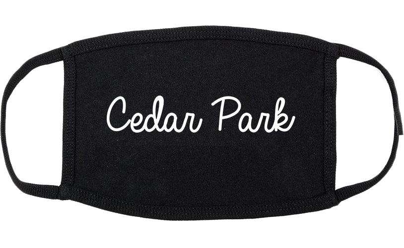 Cedar Park Texas TX Script Cotton Face Mask Black