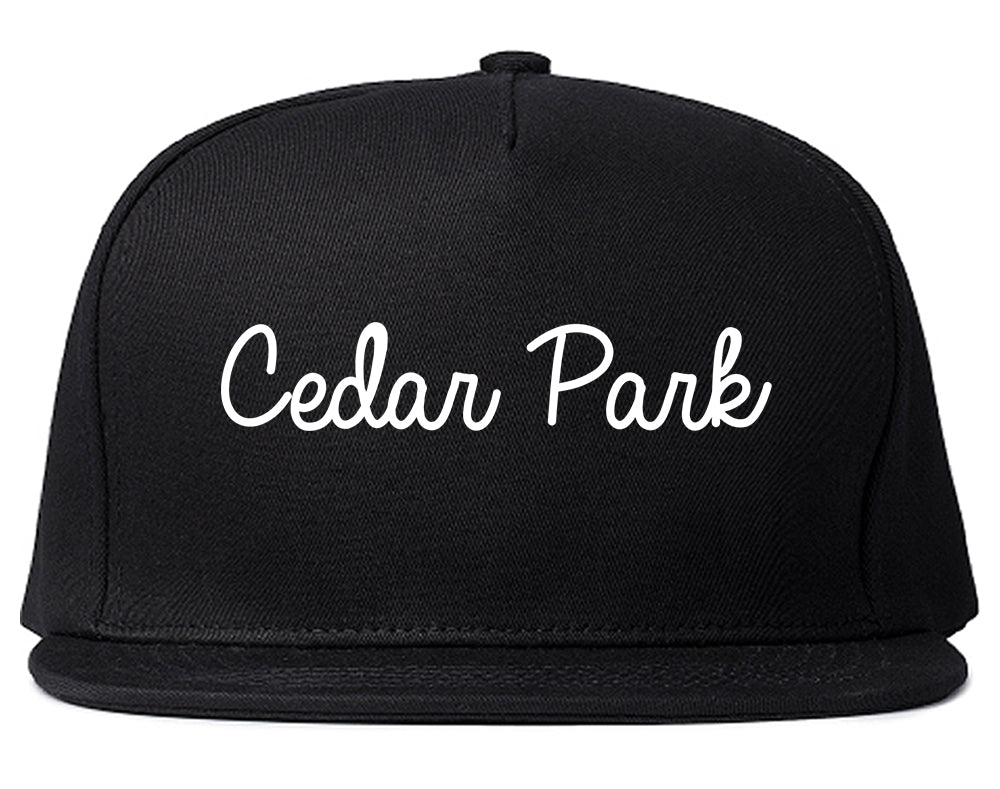 Cedar Park Texas TX Script Mens Snapback Hat Black