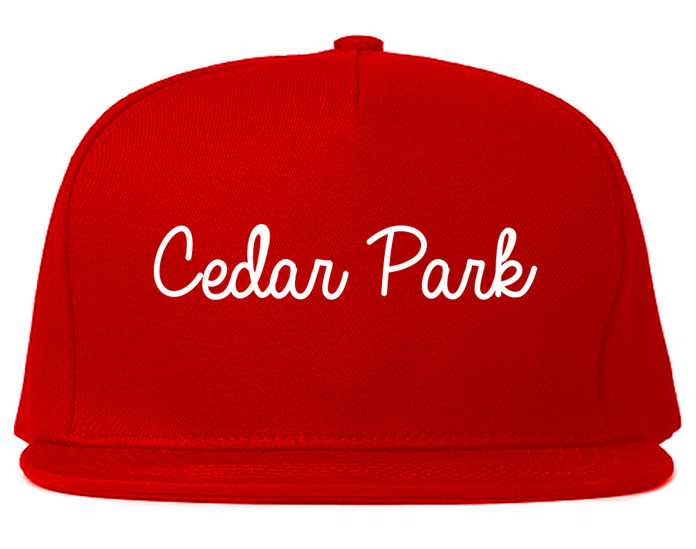 Cedar Park Texas TX Script Mens Snapback Hat Red