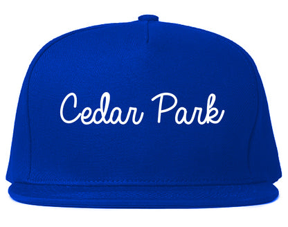 Cedar Park Texas TX Script Mens Snapback Hat Royal Blue