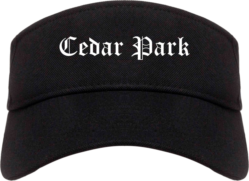 Cedar Park Texas TX Old English Mens Visor Cap Hat Black