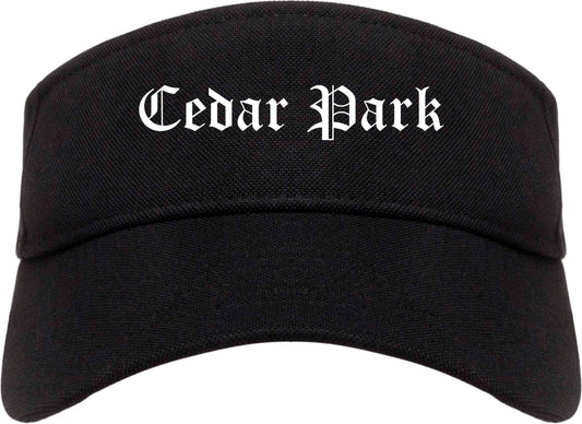Cedar Park Texas TX Old English Mens Visor Cap Hat Black