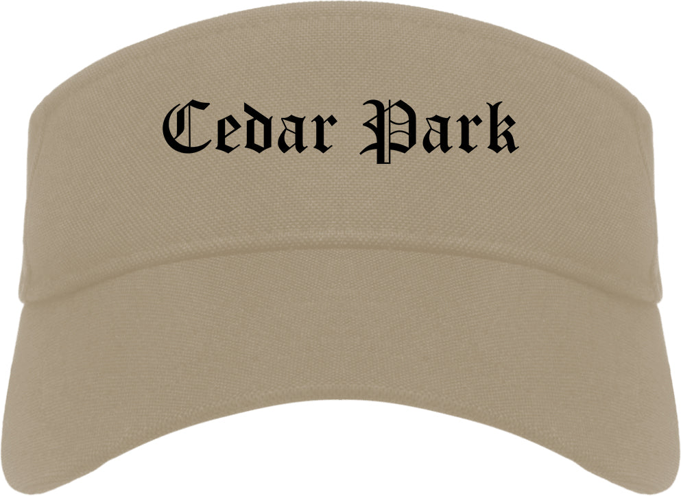Cedar Park Texas TX Old English Mens Visor Cap Hat Khaki