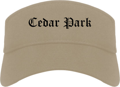 Cedar Park Texas TX Old English Mens Visor Cap Hat Khaki