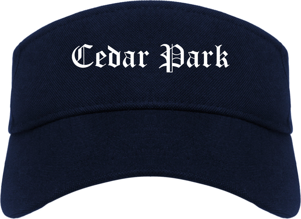 Cedar Park Texas TX Old English Mens Visor Cap Hat Navy Blue