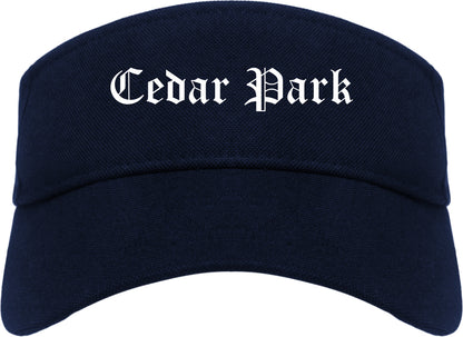 Cedar Park Texas TX Old English Mens Visor Cap Hat Navy Blue