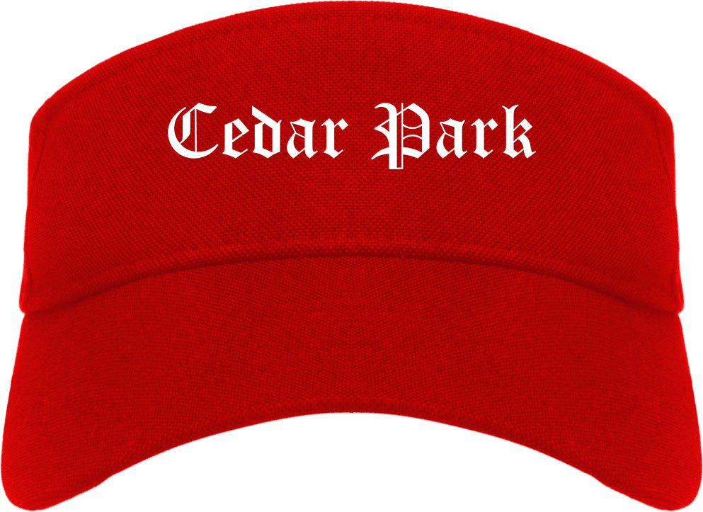 Cedar Park Texas TX Old English Mens Visor Cap Hat Red