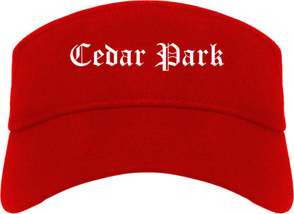 Cedar Park Texas TX Old English Mens Visor Cap Hat Red