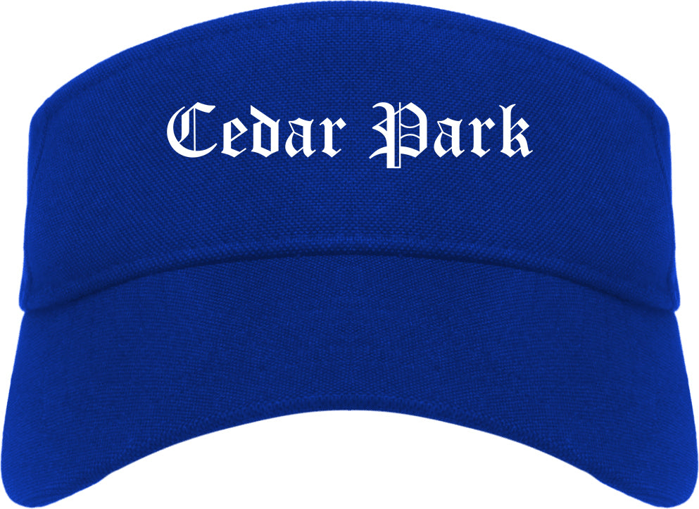 Cedar Park Texas TX Old English Mens Visor Cap Hat Royal Blue