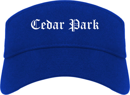 Cedar Park Texas TX Old English Mens Visor Cap Hat Royal Blue