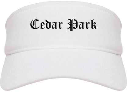 Cedar Park Texas TX Old English Mens Visor Cap Hat White