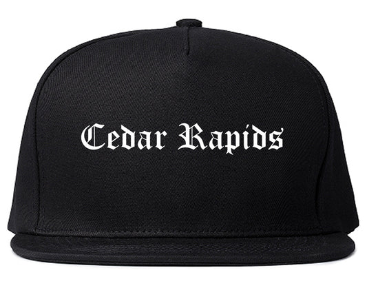 Cedar Rapids Iowa IA Old English Mens Snapback Hat Black