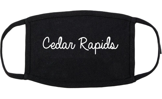 Cedar Rapids Iowa IA Script Cotton Face Mask Black
