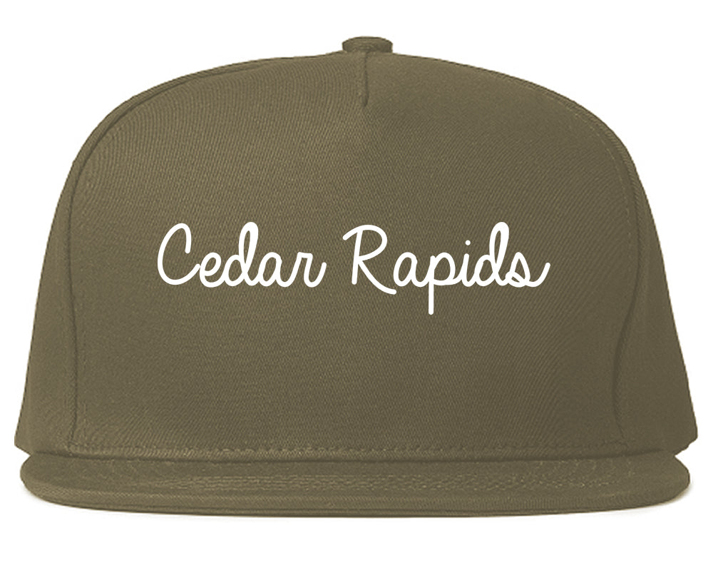 Cedar Rapids Iowa IA Script Mens Snapback Hat Grey