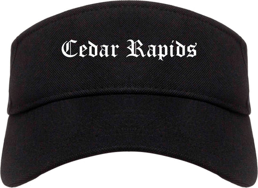 Cedar Rapids Iowa IA Old English Mens Visor Cap Hat Black