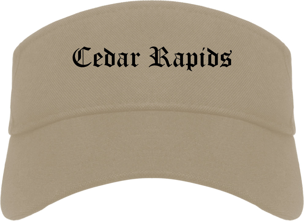 Cedar Rapids Iowa IA Old English Mens Visor Cap Hat Khaki