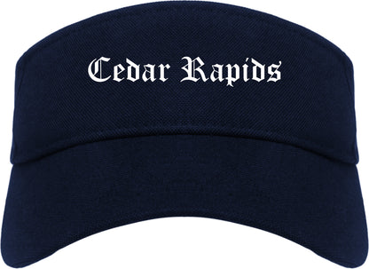 Cedar Rapids Iowa IA Old English Mens Visor Cap Hat Navy Blue
