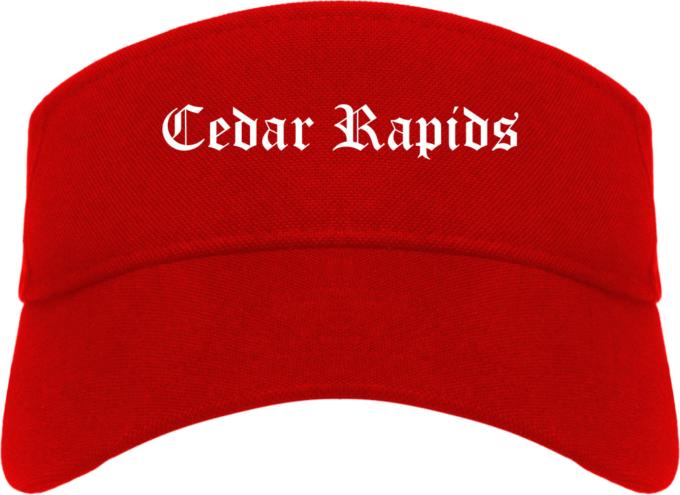 Cedar Rapids Iowa IA Old English Mens Visor Cap Hat Red